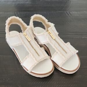 NEW - MICHAEL Michael Kors Berkley Zip Espadrille Platform Sandals Optic White 9